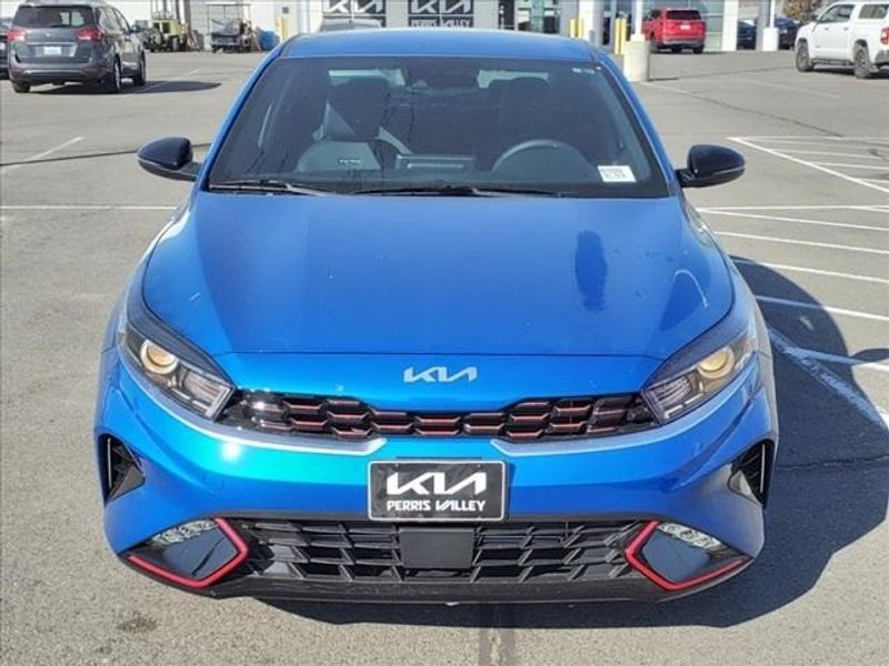 2024 Kia Forte GT-Line in a Sporty Blue exterior color and Blackinterior. Perris Valley Auto Center 951-657-6100 perrisvalleyautocenter.com 