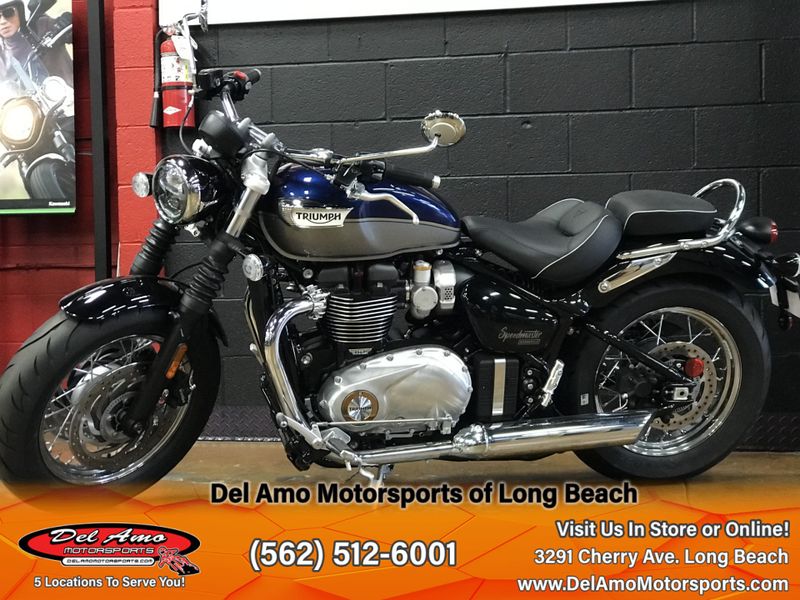 2024 Triumph BONNEVILLE SPEEDMASTER  in a PACIFIC BLUE/SILVER ICE exterior color. Del Amo Motorsports of Long Beach (562) 362-3160 delamomotorsports.com 