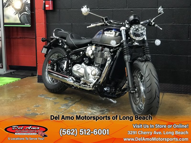 2024 Triumph BONNEVILLE SPEEDMASTER  in a PACIFIC BLUE/SILVER ICE exterior color. Del Amo Motorsports of Long Beach (562) 362-3160 delamomotorsports.com 