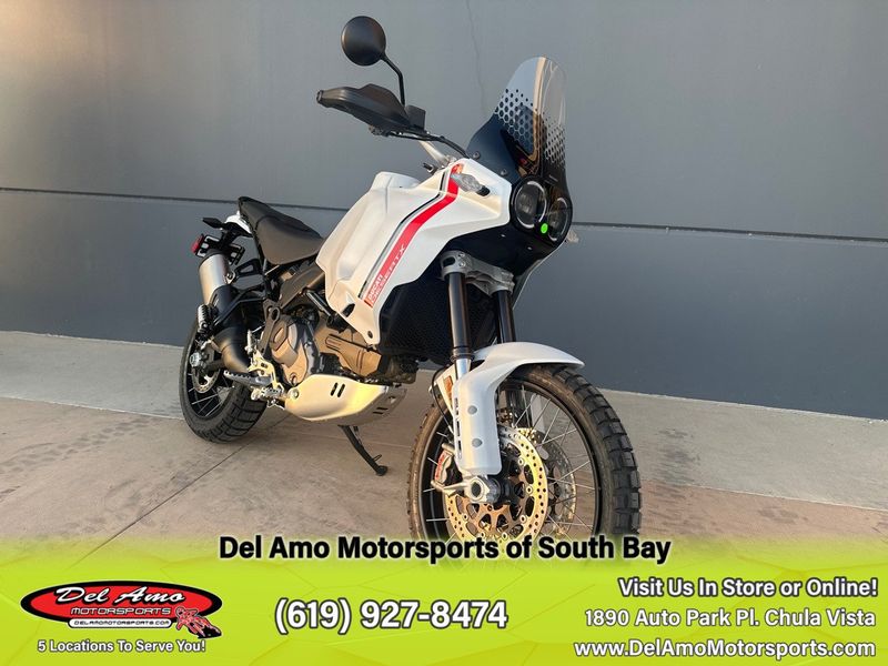 2023 Ducati Desertx  in a WHITE LIVERY exterior color. Del Amo Motorsports of South Bay (619) 547-1937 delamomotorsports.com 