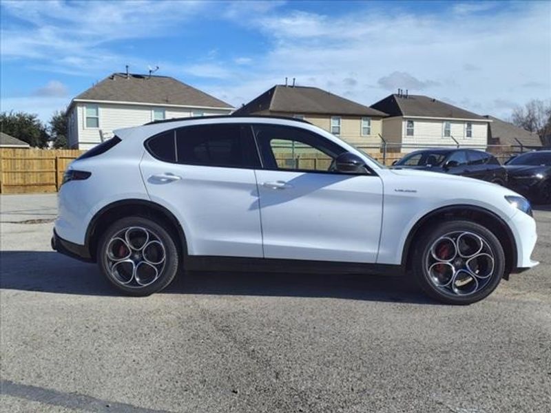 2024 Alfa Romeo Stelvio Veloce in a Alfa White exterior color and Blackinterior. Northside Imports Houston 281-475-4549 northsideimportshouston.com 