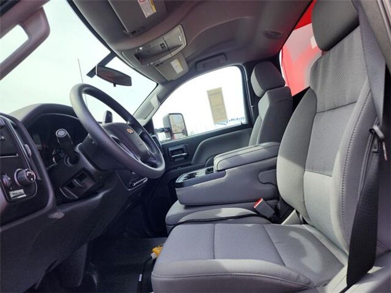 2023 Chevrolet Silverado 4500HD Work Truck in a Red exterior color and Dark Ash Seats With Jet Black Interior Accentsinterior. Raymond Auto Group 888-703-9950 raymonddeals.com 