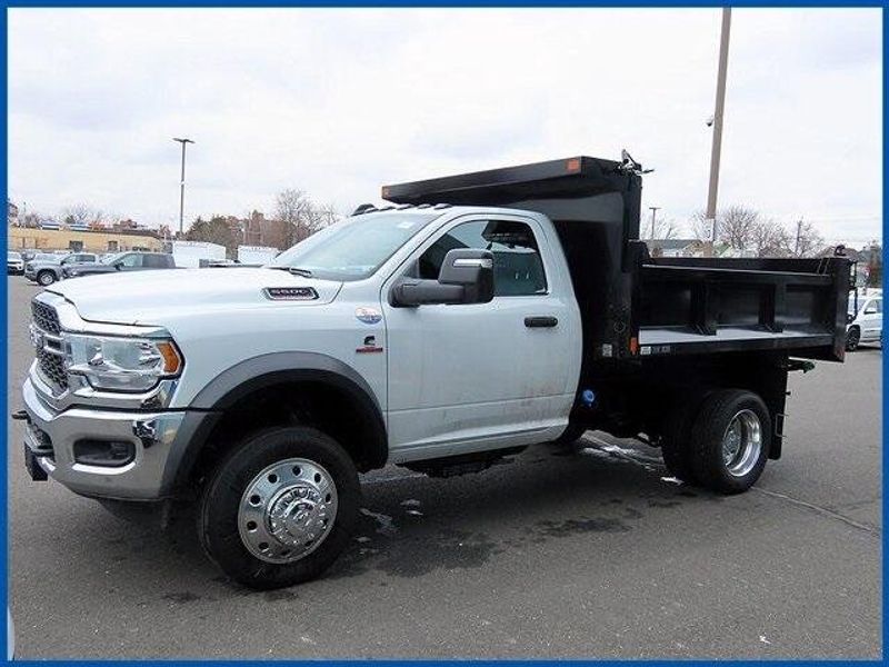 2024 RAM 5500 Chassis Cab Tradesman in a Bright White Clear Coat exterior color and Diesel Gray/Blackinterior. Papas Jeep Ram In New Britain, CT 860-356-0523 papasjeepram.com 