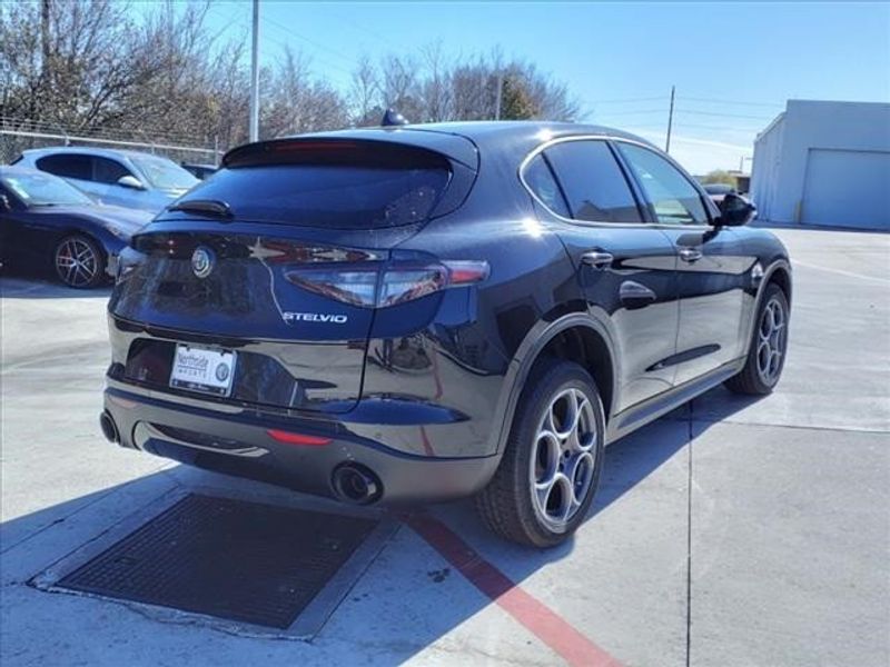 2024 Alfa Romeo Stelvio Sprint Rwd in a Vulcano Black Metallic exterior color and Blackinterior. Northside Alfa Romeo of Houston 281-475-4549 alfaromeousaofnorthhouston.com 