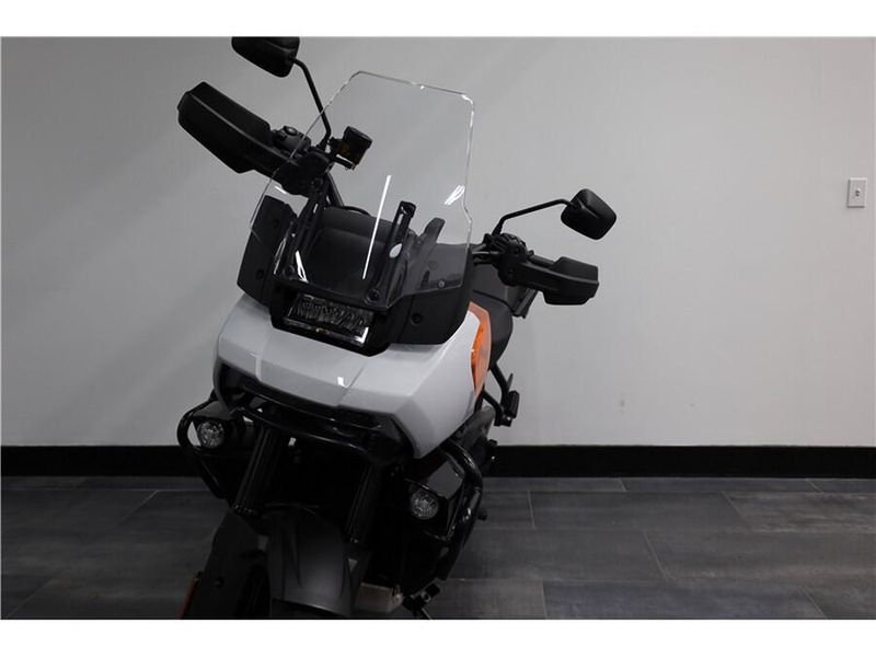 2021 Harley-Davidson Pan America in a Orange White exterior color. New England Powersports 978 338-8990 pixelmotiondemo.com 