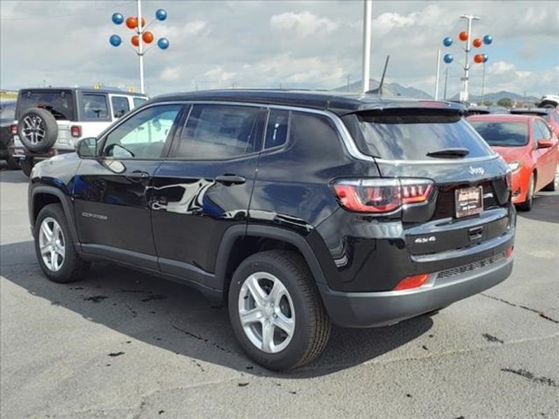 2024 Jeep Compass Sport in a Diamond Black Crystal Pearl Coat exterior color and Blackinterior. Perris Valley Auto Center 951-657-6100 perrisvalleyautocenter.com 