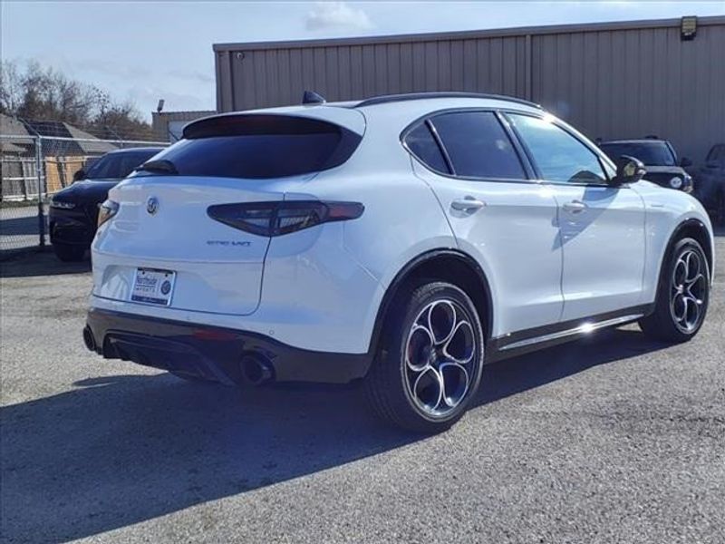 2024 Alfa Romeo Stelvio Veloce in a Alfa White exterior color and Blackinterior. Northside Imports Houston 281-475-4549 northsideimportshouston.com 