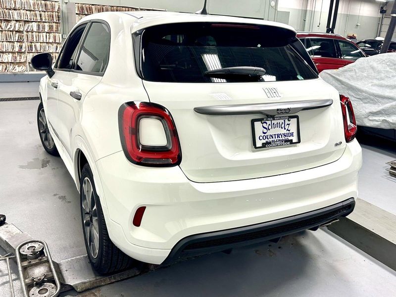 2022 Fiat 500X Sport AWD in a Bianco Gelato (White Clear Coat) exterior color and Black Heated Seatsinterior. Schmelz Countryside Alfa Romeo and Fiat (651) 968-0556 schmelzfiat.com 