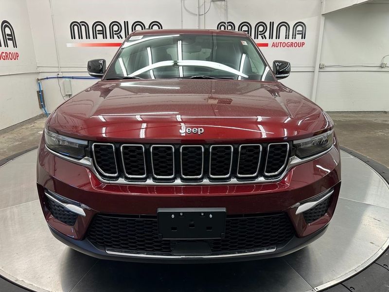 2024 Jeep Grand Cherokee 4xe in a Velvet Red Pearl Coat exterior color and Global Blackinterior. Marina Auto Group (855) 564-8688 marinaautogroup.com 