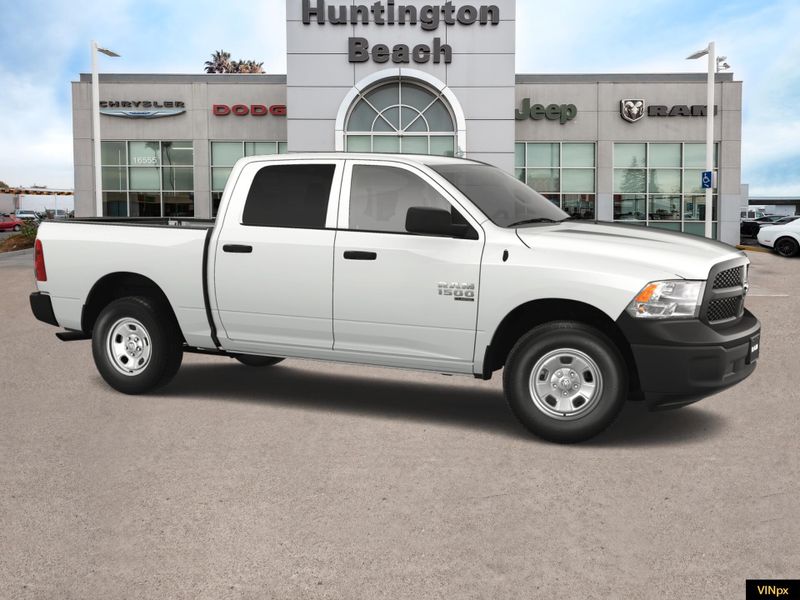 2023 RAM 1500 Classic Tradesman Crew Cab 4x4 in a Bright White exterior color and Blackinterior. BEACH BLVD OF CARS beachblvdofcars.com 