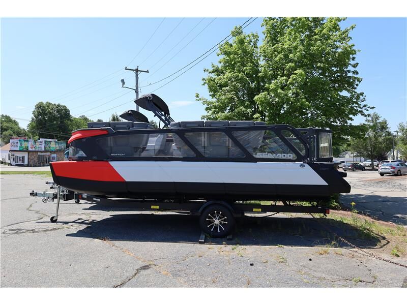 2024 Seadoo PB SWT 19 170 CAT RD  in a Lava Red exterior color. New England Powersports 978 338-8990 pixelmotiondemo.com 