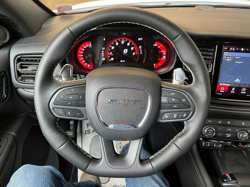 2023 Dodge Durango Srt Hellcat Plus Awd in a White Knuckle Clear Coat exterior color and Demonic Red/Blackinterior. Marina Auto Group (855) 564-8688 marinaautogroup.com 