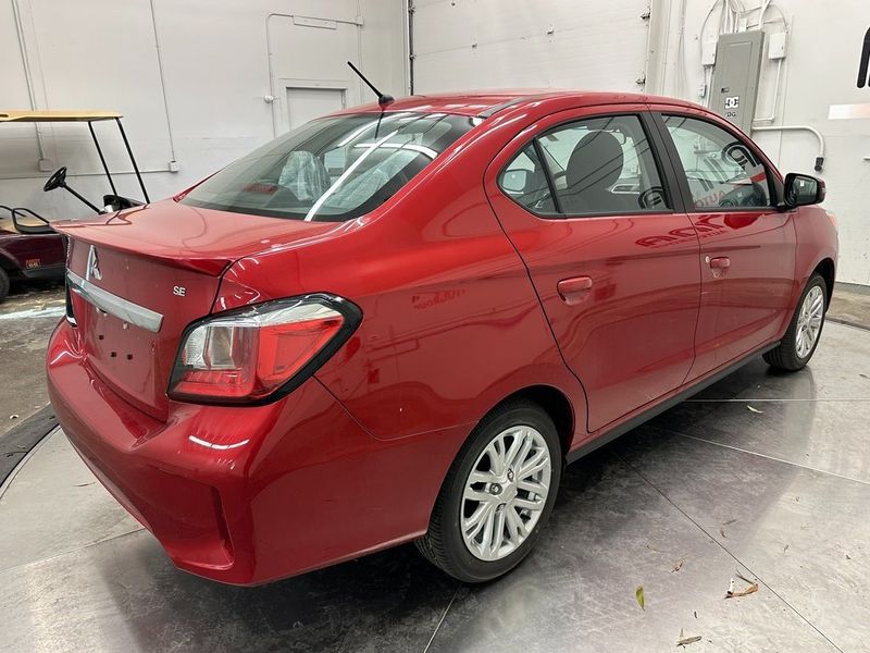 2024 Mitsubishi Mirage G4 SE in a Infrared Metallic exterior color and Blackinterior. Marina Auto Group (855) 564-8688 marinaautogroup.com 