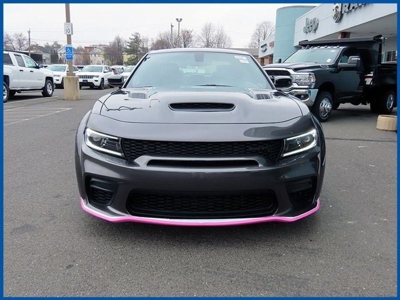 2023 Dodge Charger SRT Hellcat Widebody in a Granite exterior color and Blackinterior. Papas Jeep Ram In New Britain, CT 860-356-0523 papasjeepram.com 