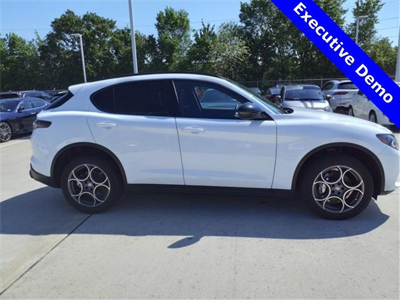 2024 Alfa Romeo Stelvio Sprint in a Alfa White exterior color and Blackinterior. Northside Imports Houston 281-475-4549 northsideimportshouston.com 