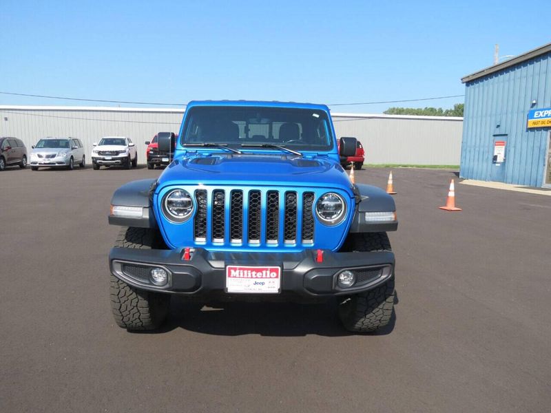 2021 Jeep Gladiator Rubicon 4x4 4dr Crew Cab 5.0 ft. SB in a Blue exterior color and Blackinterior. Militello Motors ​507-200-4344 militellomotors.net 