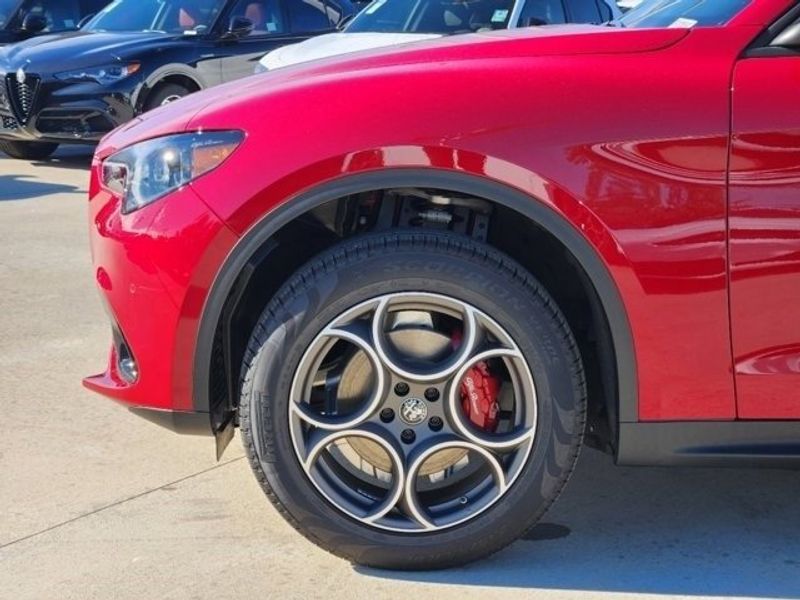 2024 Alfa Romeo Stelvio Sprint Rwd in a Alfa Rosso (Red) exterior color and Blackinterior. Northside Alfa Romeo of Houston 281-475-4549 alfaromeousaofnorthhouston.com 