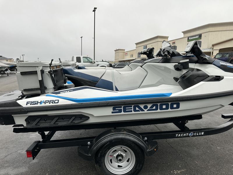 2024 SEADOO PWC GTX FISH 170 AUD BE IBR IDF 24  in a WHITE-BLUE exterior color. Family PowerSports (877) 886-1997 familypowersports.com 