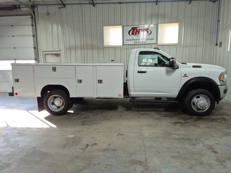 2024 RAM 5500 Chassis Cab Tradesman in a Bright White Clear Coat exterior color and Diesel Gray/Blackinterior. Thys Motor Company 319-318-6640 pixelmotiondemo.com 