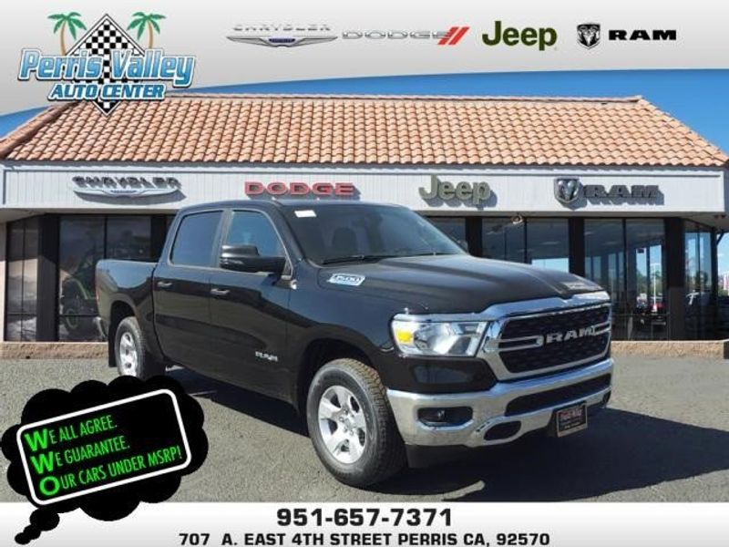 2024 RAM 1500 Big Horn Lone Star in a Diamond Black Crystal Pearl Coat exterior color and Blackinterior. Perris Valley Auto Center 951-657-6100 perrisvalleyautocenter.com 