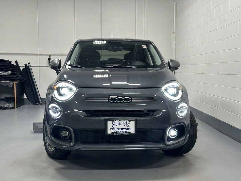 2023 Fiat 500x Sport Awd in a Grigio Moda (Graphite Gray Metallic) exterior color. Schmelz Countryside Alfa Romeo and Fiat (651) 968-0556 schmelzfiat.com 