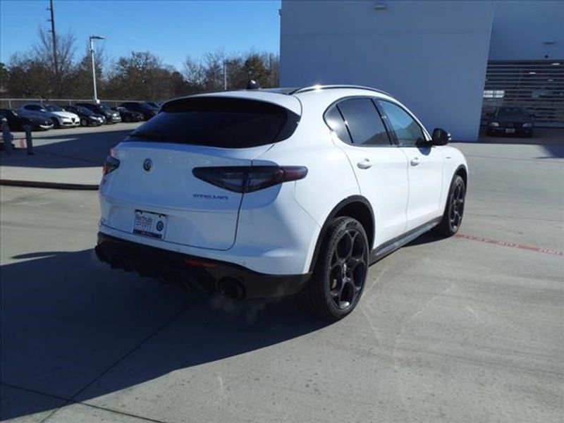 2024 Alfa Romeo Stelvio Veloce in a Alfa White exterior color and Blackinterior. Northside Imports Houston 281-475-4549 northsideimportshouston.com 