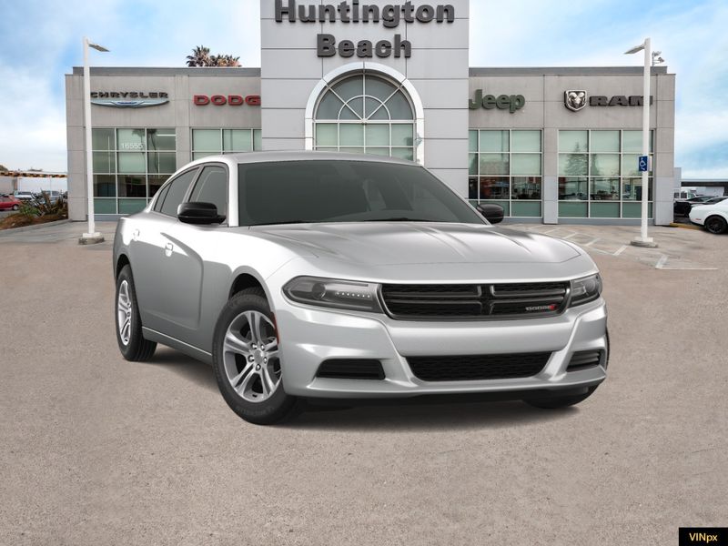 2023 Dodge Charger SXT in a Triple Nickel exterior color and Blackinterior. BEACH BLVD OF CARS beachblvdofcars.com 