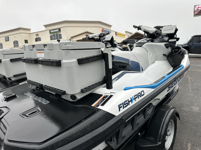 2024 SEADOO PWC GTX FISH 170 AUD BE IBR IDF 24  in a WHITE-BLUE exterior color. Family PowerSports (877) 886-1997 familypowersports.com 