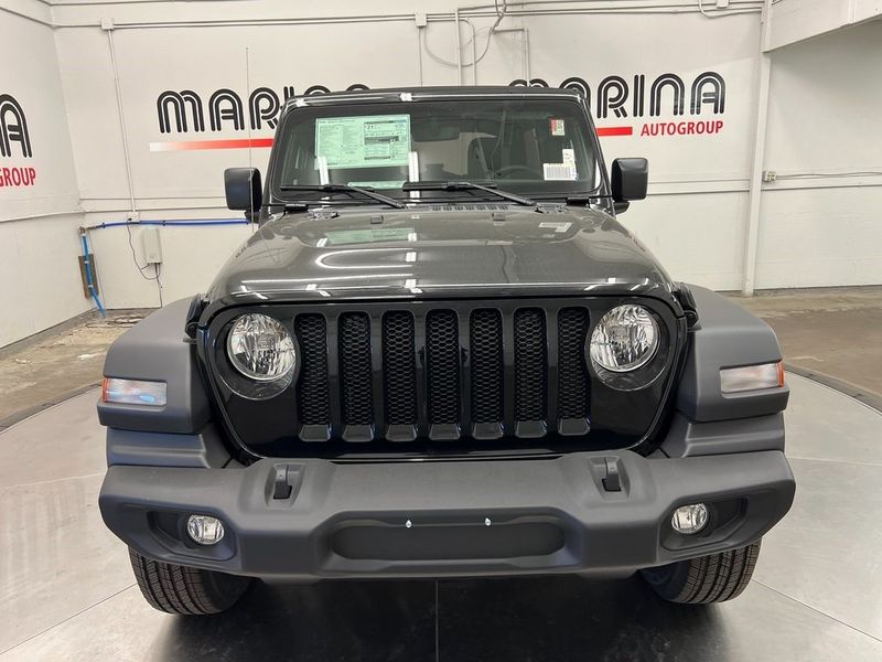 2023 Jeep Wrangler 4-door Sport S 4x4 in a Black Clear Coat exterior color and Blackinterior. Marina Chrysler Dodge Jeep RAM (855) 616-8084 marinadodgeny.com 