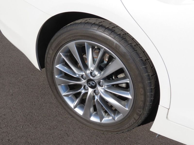 2020 INFINITI Q50 3.0T Luxe AWD 4dr Sedan in a White exterior color and Blackinterior. Militello Motors ​507-200-4344 militellomotors.net 