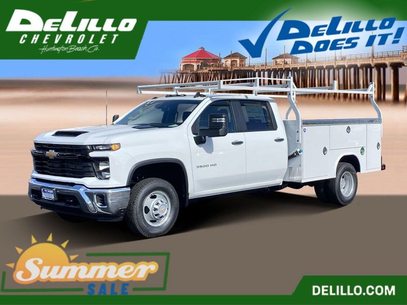 2024 Chevrolet Silverado 3500HD CC Work Truck in a Summit White exterior color and Jet Blackinterior. BEACH BLVD OF CARS beachblvdofcars.com 