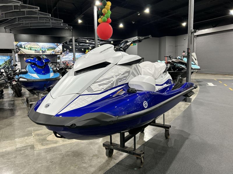 2025 Yamaha GP SVHO W&sol;AUDIO  in a WHITE/RACING BLUE exterior color. Del Amo Motorsports of Redondo Beach (424) 390-7811 delamomotorsports.com 