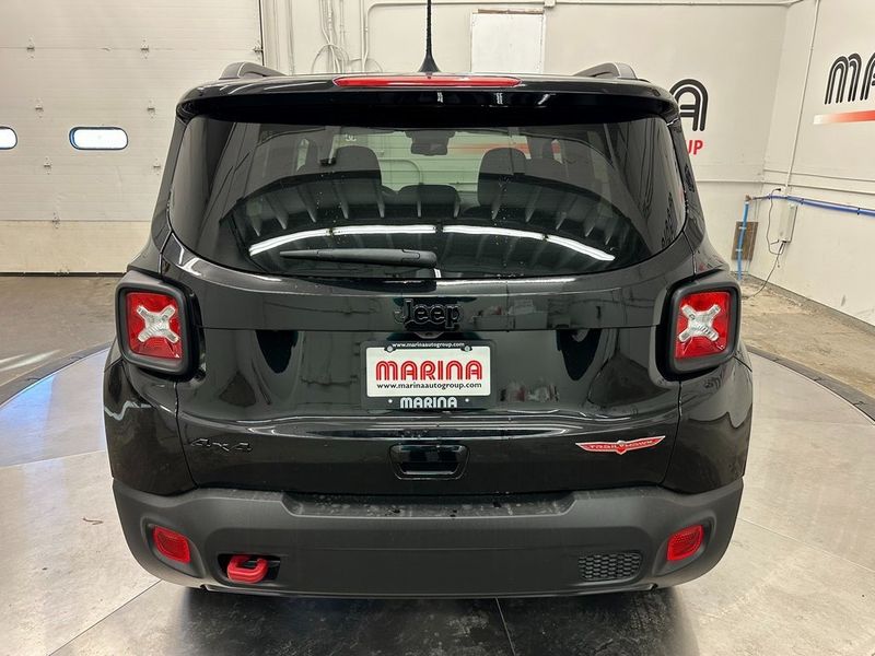 2023 Jeep Renegade Trailhawk 4x4 in a Black Clear Coat exterior color and Blackinterior. Marina Chrysler Dodge Jeep RAM (855) 616-8084 marinadodgeny.com 