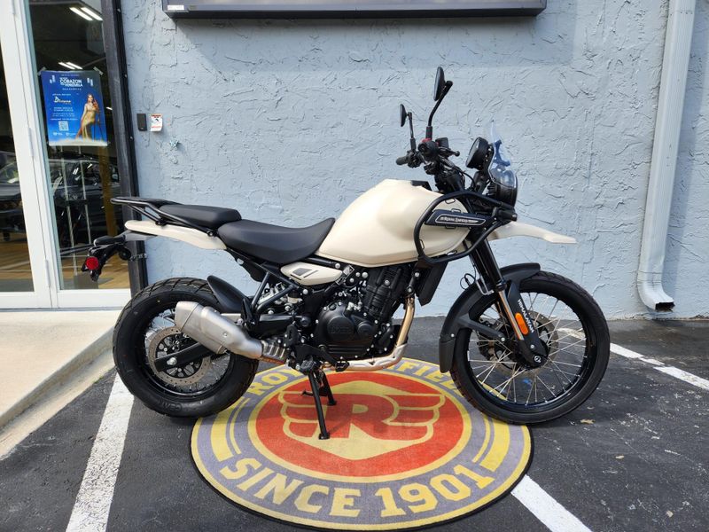 2025 Royal Enfield HIMALAYAN 450  in a KAZA BROWN exterior color. Royal Enfield Motorcycles of Miami (786) 845-0052 remotorcyclesofmiami.com 