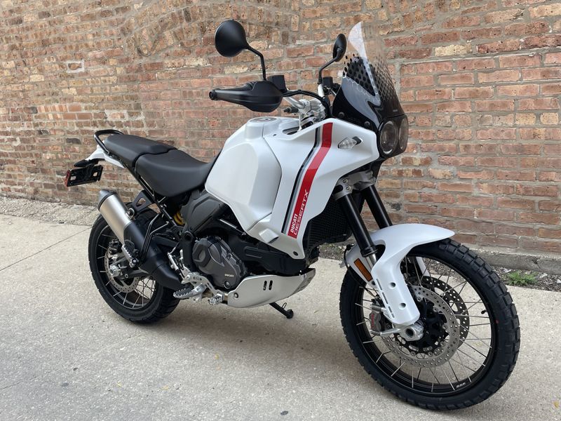 2023 Ducati DesertX   in a White exterior color. Motoworks Chicago 312-738-4269 motoworkschicago.com 