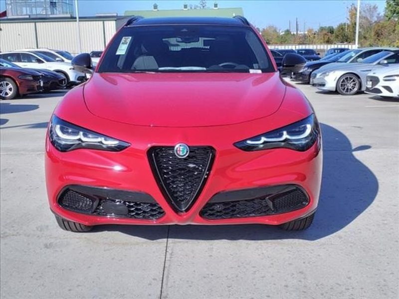 2024 Alfa Romeo Stelvio Sprint in a Alfa Rosso exterior color and Blackinterior. Northside Imports Houston 281-475-4549 northsideimportshouston.com 