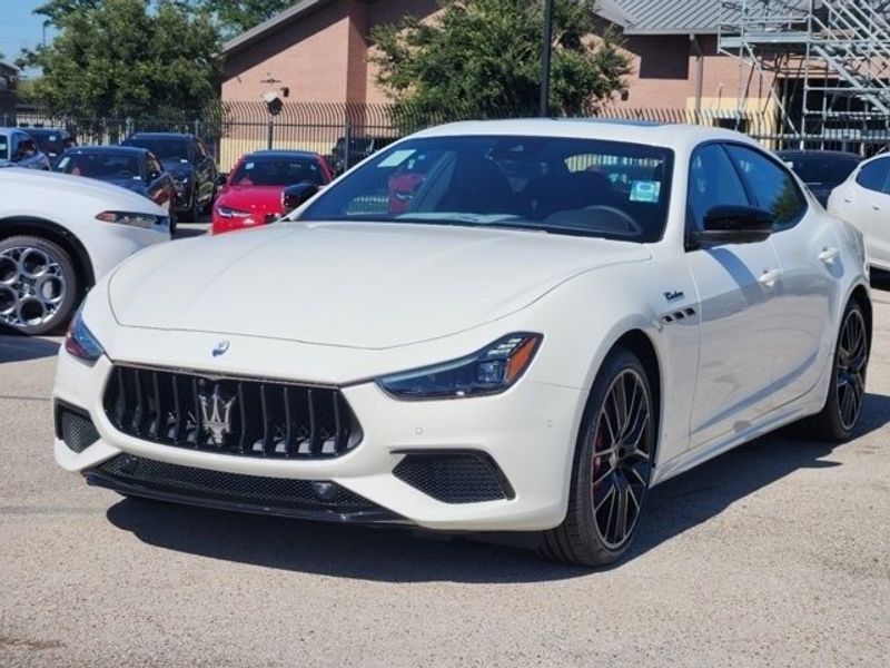 2024 Maserati Ghibli Modena in a White exterior color and Black/Redinterior. Northside Imports Houston 281-475-4549 northsideimportshouston.com 