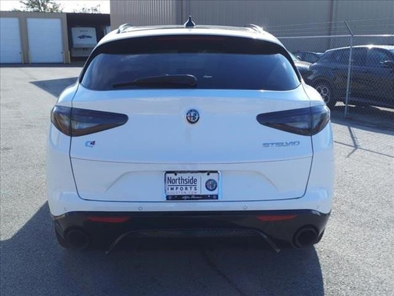 2024 Alfa Romeo Stelvio Veloce in a Alfa White exterior color and Blackinterior. Northside Imports Houston 281-475-4549 northsideimportshouston.com 