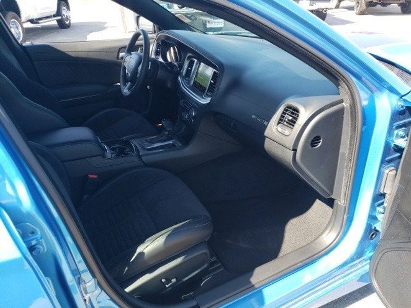 2023 Dodge Charger Scat Pack in a B5 Blue exterior color and Blackinterior. Matthews Chrysler Dodge Jeep Ram 918-276-8729 cyclespecialties.com 