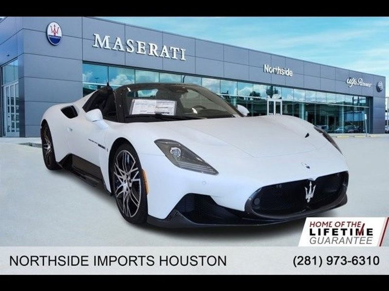 2023 Maserati MC20  in a White exterior color and Nero/Gritiointerior. Northside Imports Houston 281-475-4549 northsideimportshouston.com 