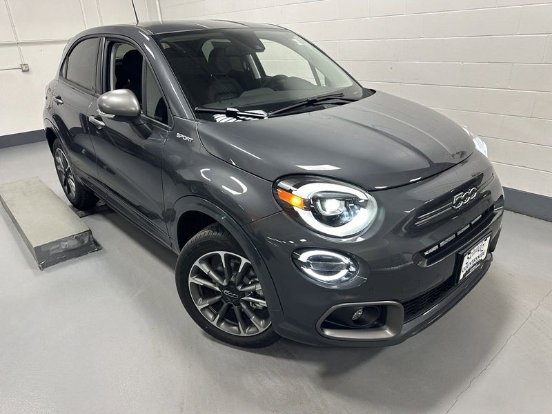 2023 Fiat 500x Sport Awd in a Grigio Moda (Graphite Gray Metallic) exterior color. Schmelz Countryside Alfa Romeo and Fiat (651) 968-0556 schmelzfiat.com 