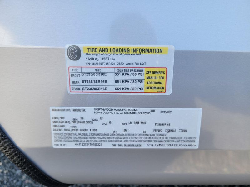 New 2026 NORTHWOOD MFG Arctic Fox NXT 27SXImage 32