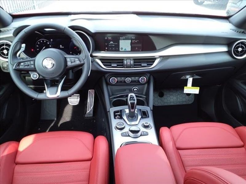 2024 Alfa Romeo Stelvio Veloce in a Alfa Rosso exterior color and Blackinterior. Northside Imports Houston 281-475-4549 northsideimportshouston.com 