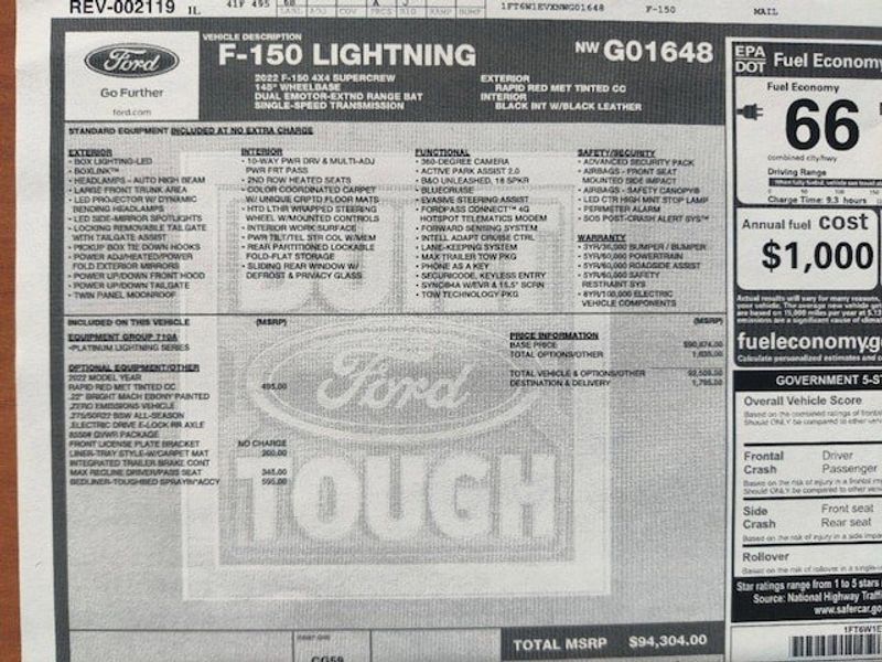 2022 Ford F-150 Lightning Platinum 4WD SuperCrewImage 5