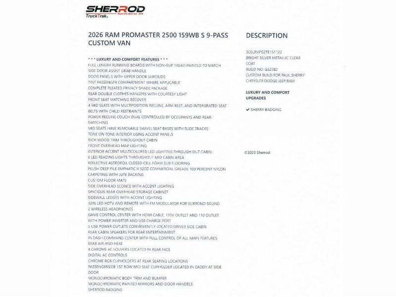New 2026 RAM Promaster 2500 Slt+ Window Van High Roof 159' Wb