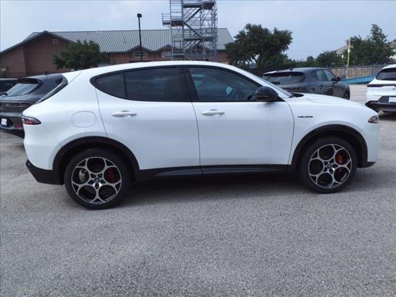 2024 Alfa Romeo Tonale Veloce in a Milano White exterior color and Blackinterior. Northside Imports Houston 281-475-4549 northsideimportshouston.com 