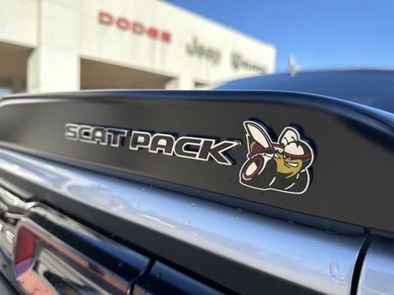 2023 Dodge Challenger R/T Scat Pack in a Triple Nickel exterior color and Blackinterior. Randall Dodge Chrysler Jeep 877-790-6380 randalldodgechryslerjeep.com 