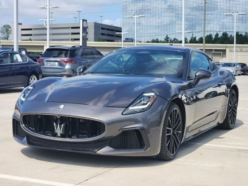 2024 Maserati GranTurismo Trofeo in a Grey exterior color and Black/Blackinterior. Northside Imports Houston 281-475-4549 northsideimportshouston.com 