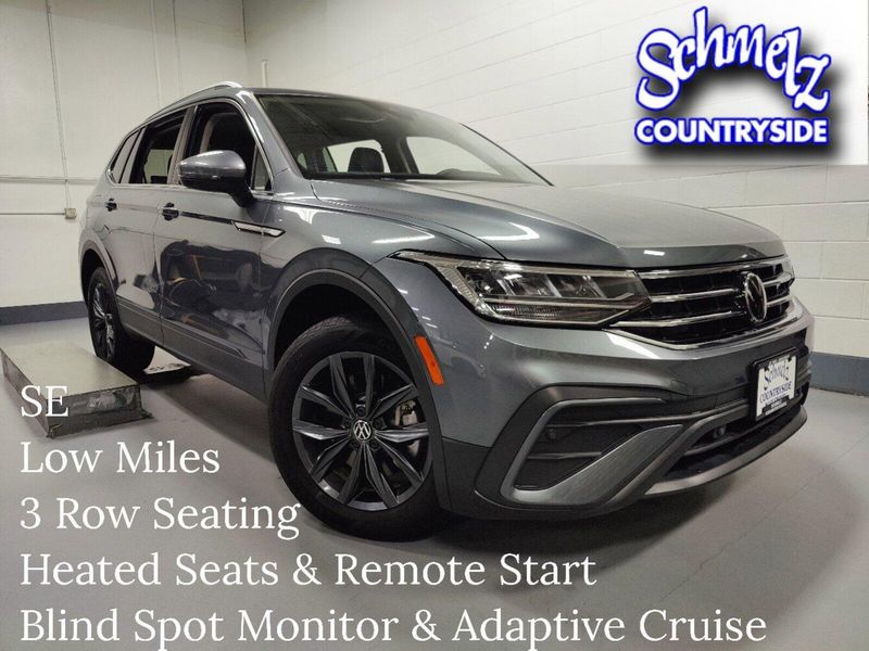 2023 Volkswagen Tiguan SE 7 Passenger Seating in a Platinum Gray Metallic exterior color and Black Heated Seatsinterior. Schmelz Countryside Alfa Romeo (651) 867-3222 schmelzalfaromeo.com 