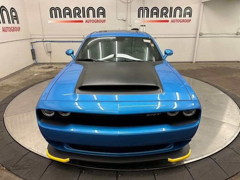 2023 Dodge Challenger Srt Demon in a B5 Blue Pearl Coat exterior color and Blackinterior. Marina Auto Group (855) 564-8688 marinaautogroup.com 
